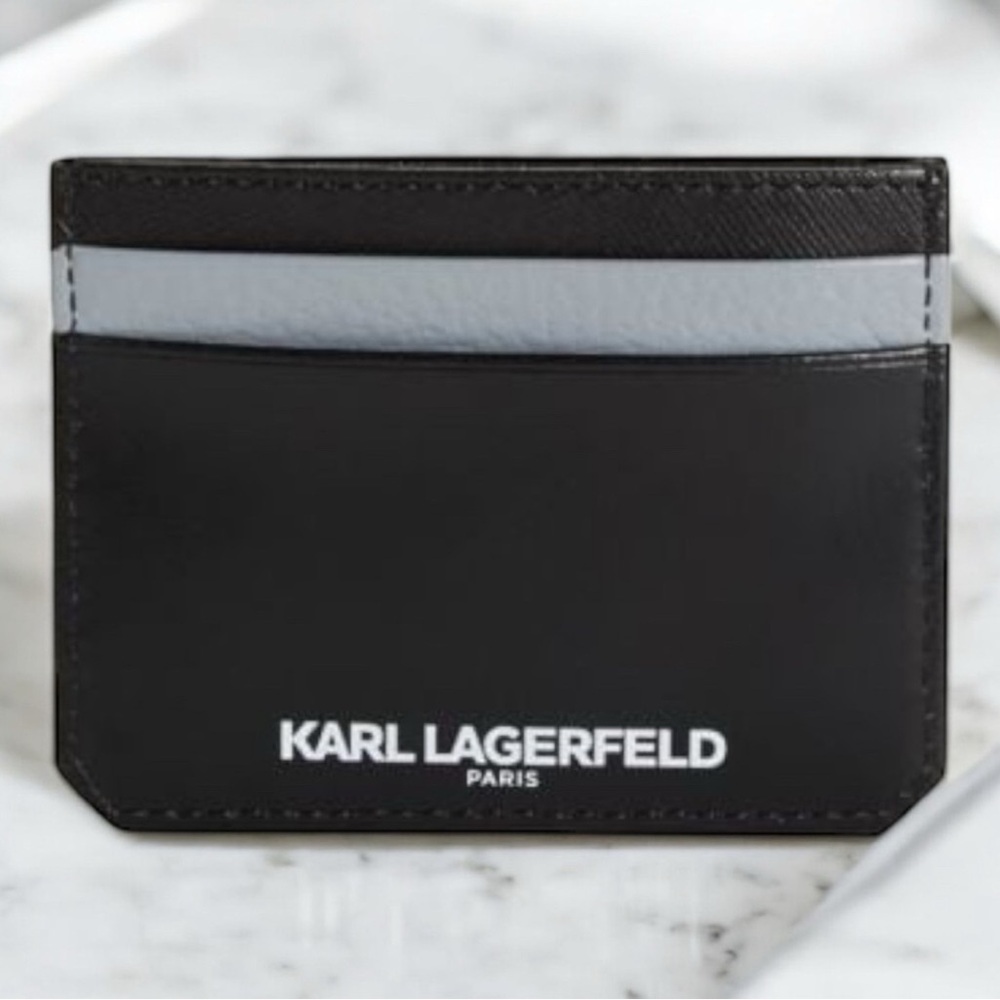 3 pieces! Karl Lagerfeld black and grey leather Checkered Women's bag - Picture 4 of 5